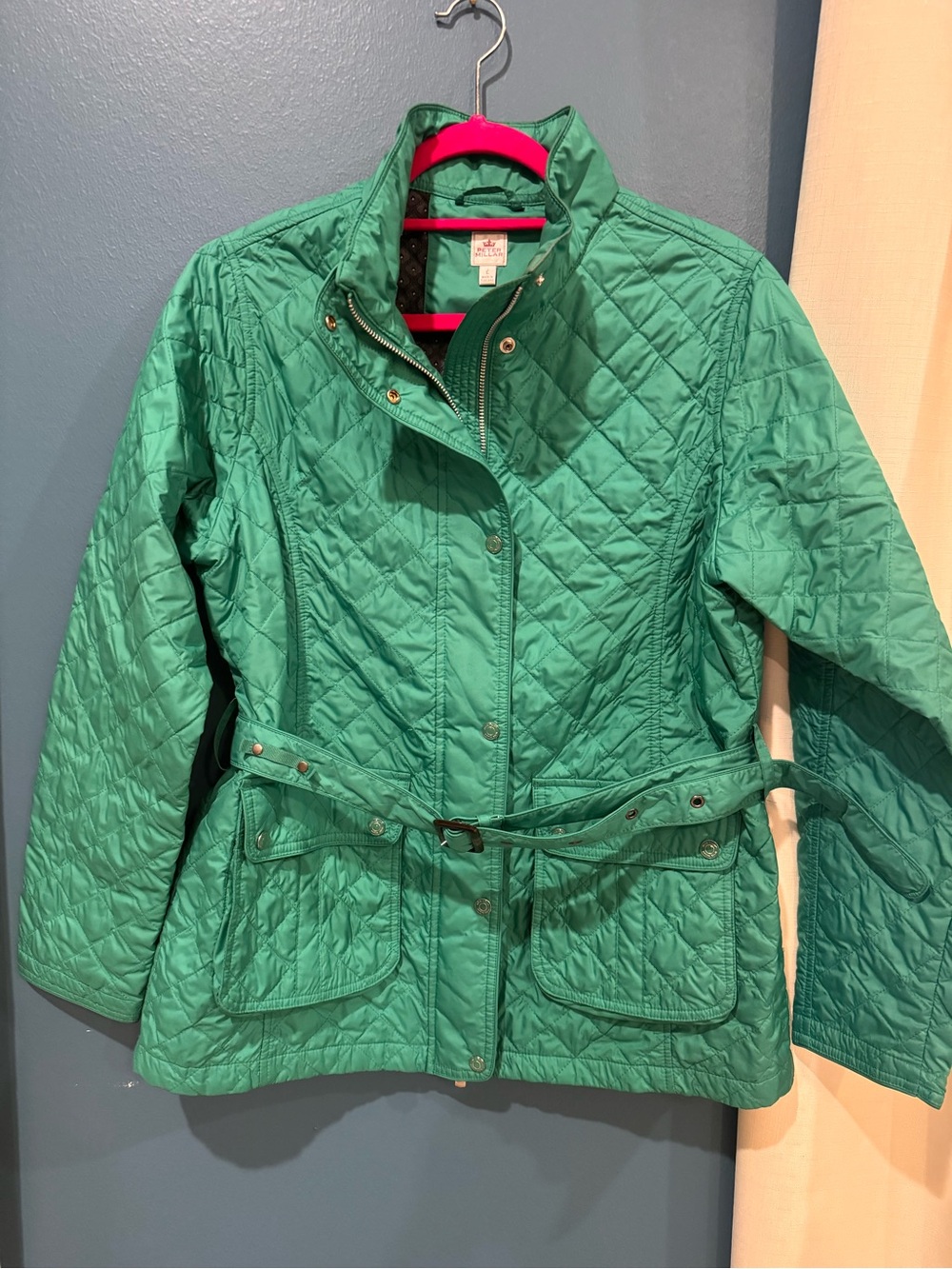Peter Millar Quilted Teal Belted Jacket
